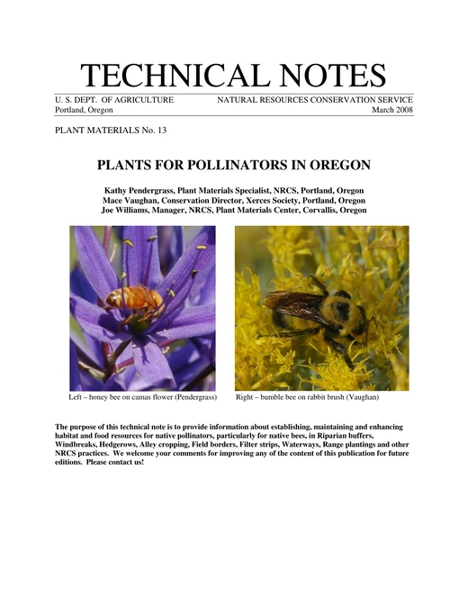 Plants for Pollinators in Oregon cover